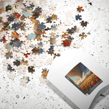 Biblical Plagues Jigsaw Puzzle, Locusts Swarming Over a Barren Landscape, Faith-Based Christian Theme Game, Spiritual Gift for Puzzle Lover