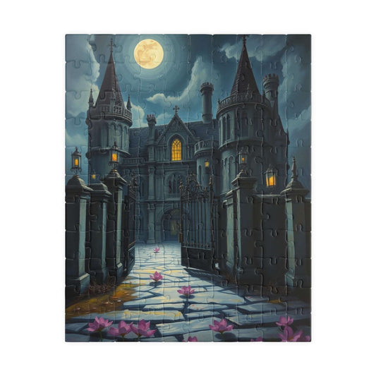 Haunting Gothic Mansion Puzzle 110, 252, 520, 1014-piece, Moonlit Abandoned House with Glowing Window, Fans of Mystical Atmospheric Art Gift 110 pcs (Vertical) Puzzle The Puzzle Chest