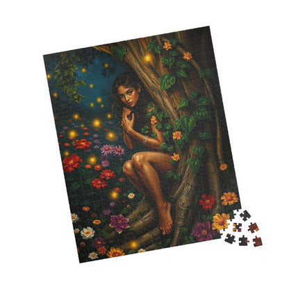 Puzzle, Flower Garden Night Scene, Firefly Illuminated Dryad, Bark-like Skin, 110 252 520 1014-Piece, Jigsaw Game, Artistic Gift, Relaxing Puzzle The Puzzle Chest
