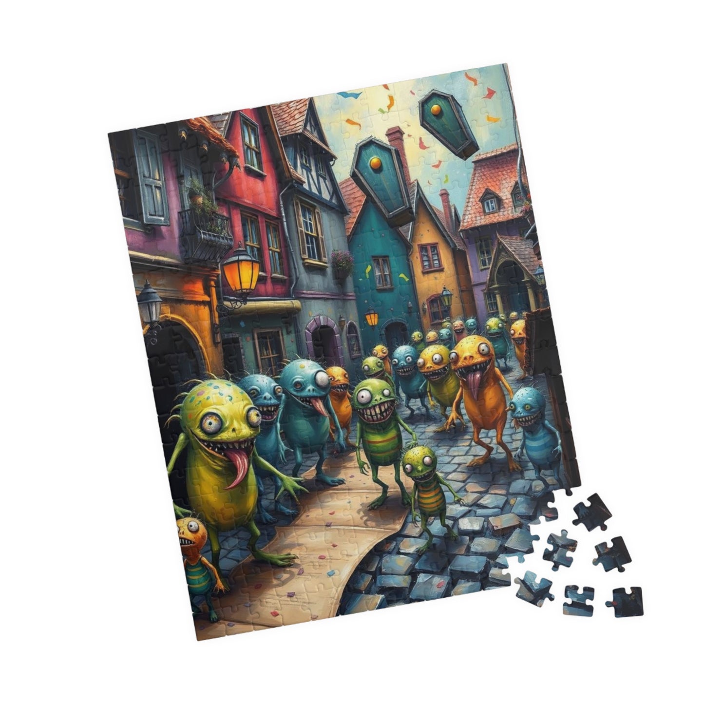 Midnight Parade Monster Puzzle, 110, 252, 520-piece Jigsaw for Fun Home Activity, Unique Gift for Adults, Family Game Night, Halloween