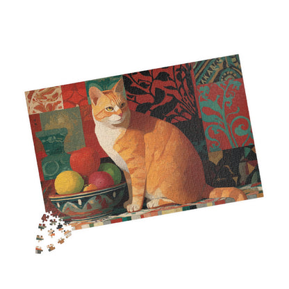 The Cat and the Fruit Bowl – Still Life Art Jigsaw Puzzle, Animal Theme Colorful Fauvist Cat Puzzle 1014 pcs (Horizontal) Puzzle The Puzzle Chest