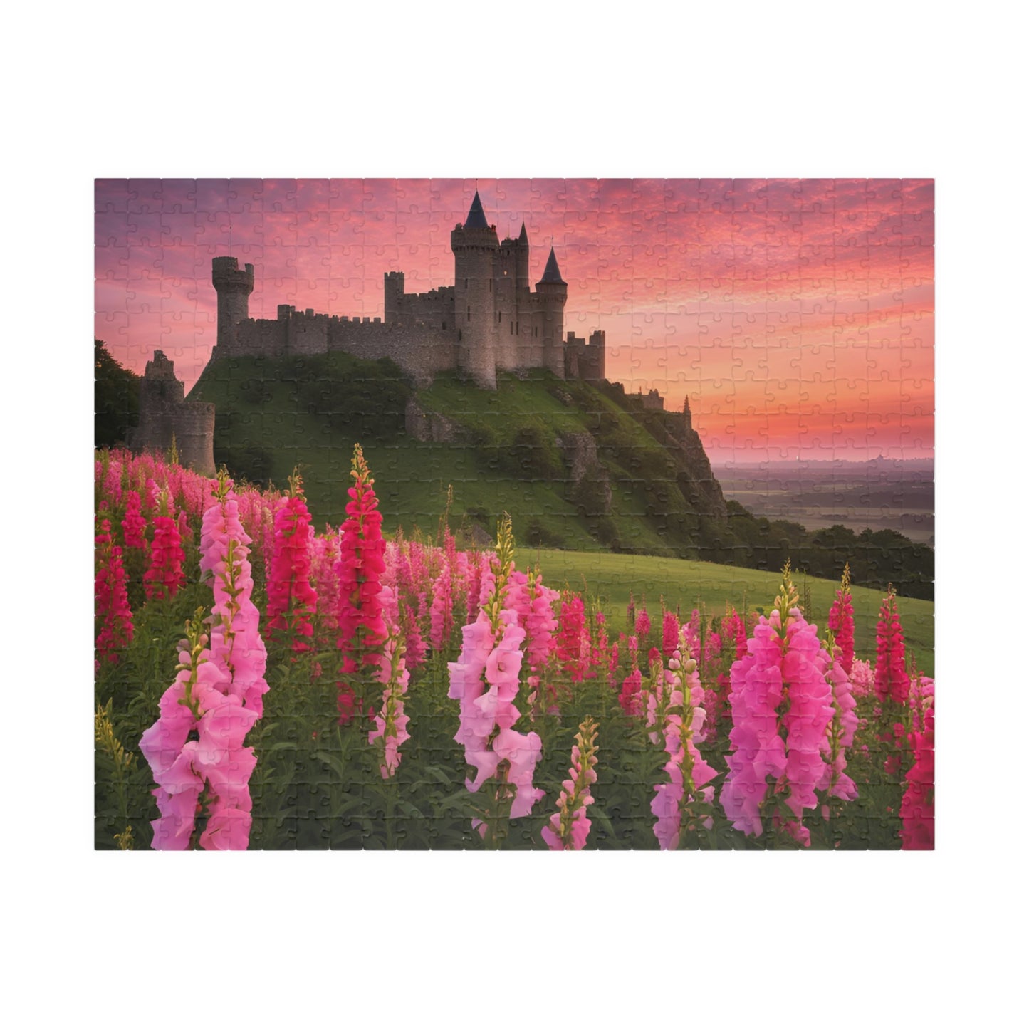 Landscape Jigsaw Puzzle - Snapdragon Meadow, 110-1014 Piece, Pink Sunset Castle Field, Relaxing Challenging Puzzle for Puzzle Lover, Gift 520 pcs (Horizontal) Puzzle The Puzzle Chest