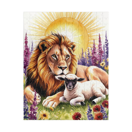 Lion and Lamb Jigsaw Puzzle Religious Themed Puzzle Meditation Activity Stress Relief Game Mindfulness Gift Easter Christmas, Enthusiasts