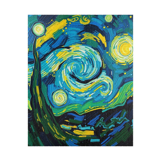 Starry Night Abstract Art Puzzle, Relaxing Jigsaw Game for Adults, 110/252/520/1014-Piece, Gift for Art Lover, Family Game Night or Solo Fun 520 pcs (Vertical) Puzzle The Puzzle Chest