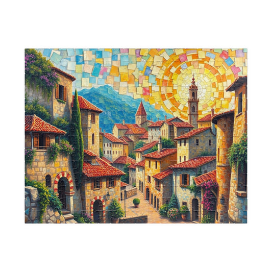 Quaint Medieval Village Mosaic Puzzle, 110 252 520 1014-Piece Jigsaw, Relaxing Mindfulness Activity, Family Friendly Tabletop Game, Hobby 252 pcs (Horizontal) The Puzzle Chest