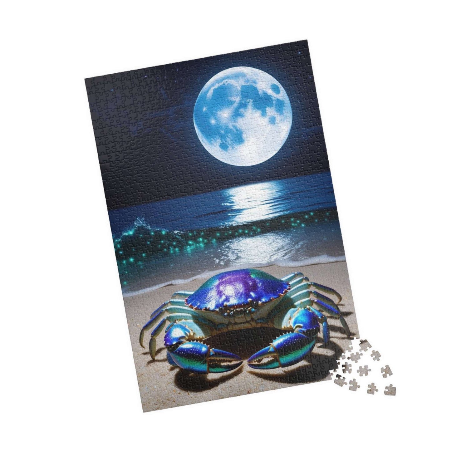 Magical Ocean Crab Jigsaw Puzzle, Cancer Zodiac Sign Game for Adults, Moonlight Beach Scene, Gift for Astrology Lover, Family Game Night Puzzle The Puzzle Chest