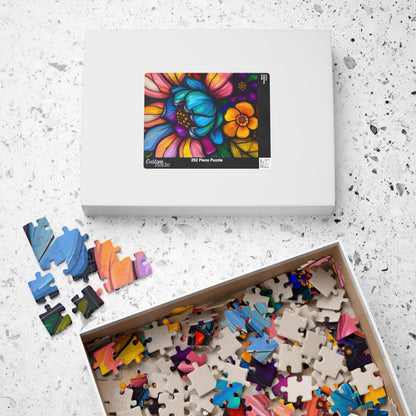 Floral Radiance Jigsaw Puzzle - Stained Glass Style 110-1014 piece, Art Therapy, Gift for Flower Lover, Family Game Night, Fun Home Activity