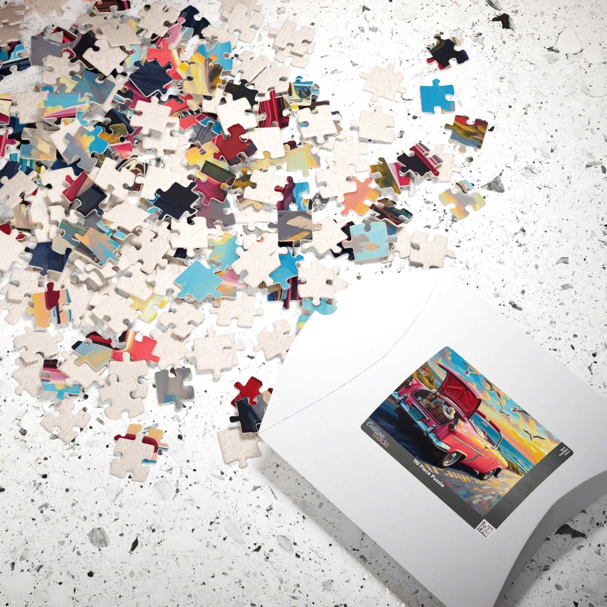 Seaside Summer Getaway Jigsaw Puzzle - Vintage Car, 110-1014 Piece Beach Theme Solo or Family Activity, Ideal Holiday Gift for Car Lover Puzzle The Puzzle Chest