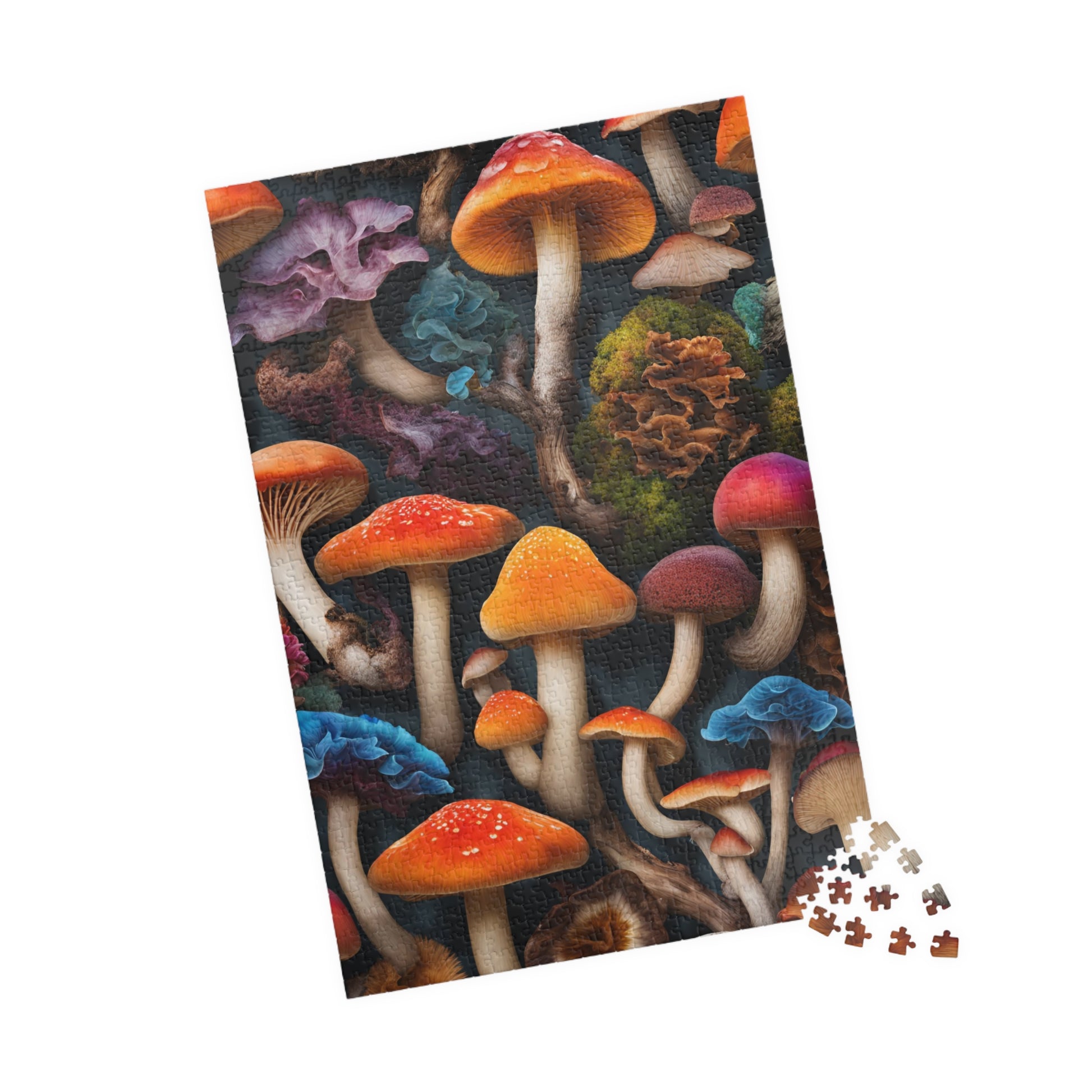 Mushroom Collage Puzzle, Colorful Toadstool Chaotic Jigsaw, 252 520 1014-Piece Game, Relaxing Mindfulness Activity, Gift for Nature Lover Puzzle The Puzzle Chest