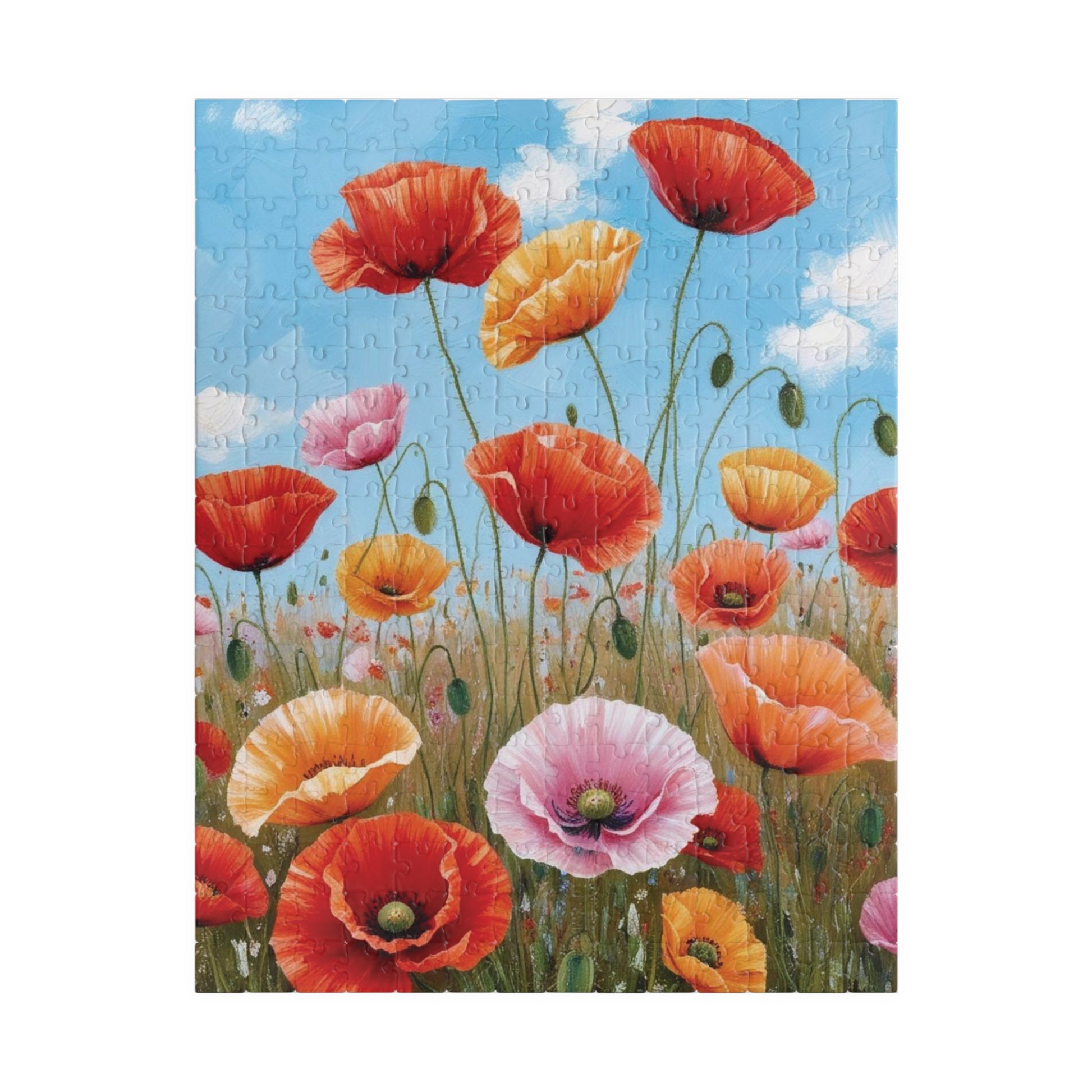 Blooming Poppies Puzzle, Close Up View, Colorful Floral Meadow Scene, Nature-Inspired Jigsaw Game, Unique Gift Art Enthusiast, Puzzle Lover 252 pcs (Vertical) Puzzle The Puzzle Chest