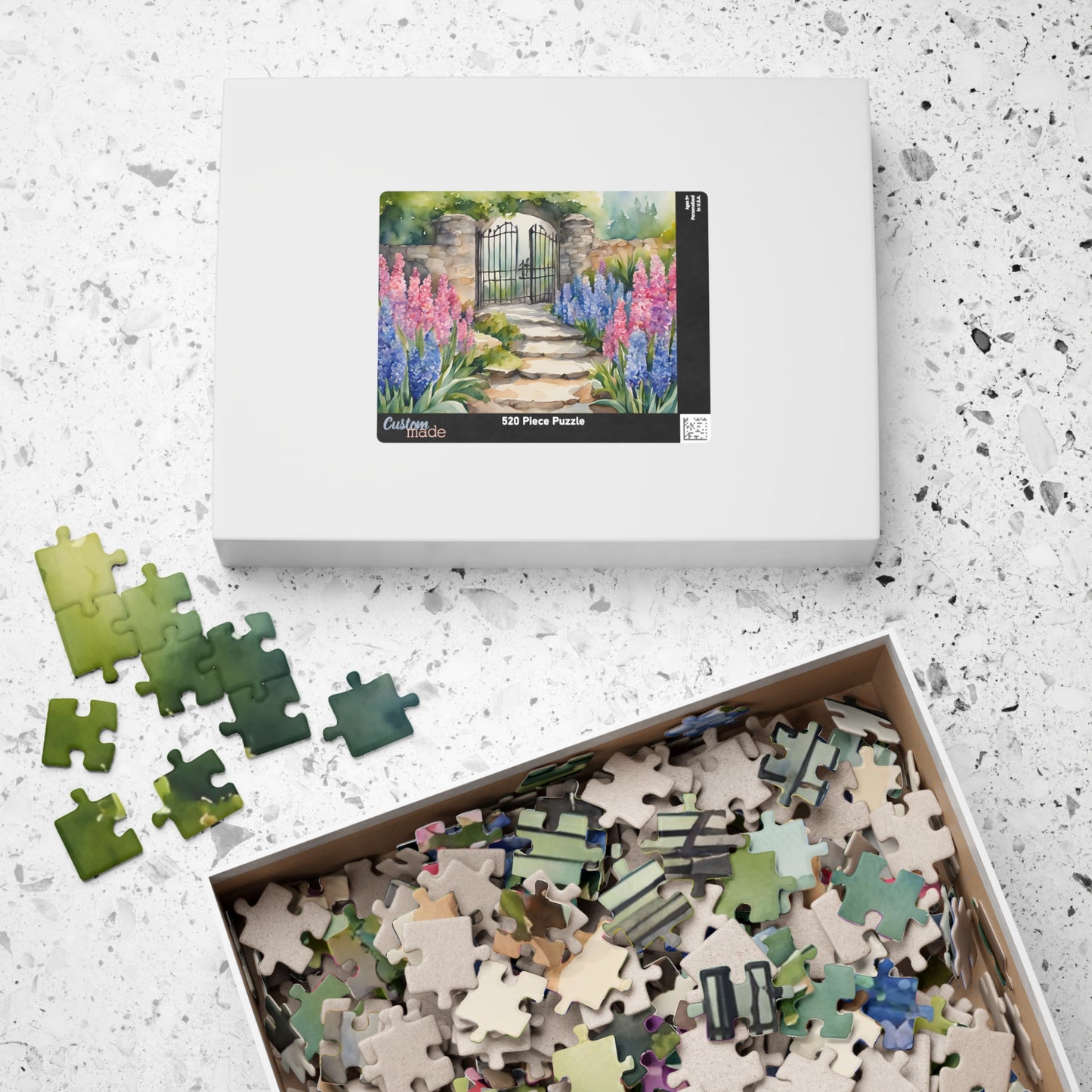Jigsaw Puzzle, Stone Pathway Hyacinth Garden Scene, 110 252 520 1014-piece, Gift for Gardeners, Relaxing Hobby, Mindfulness Activity, Mental Puzzle The Puzzle Chest