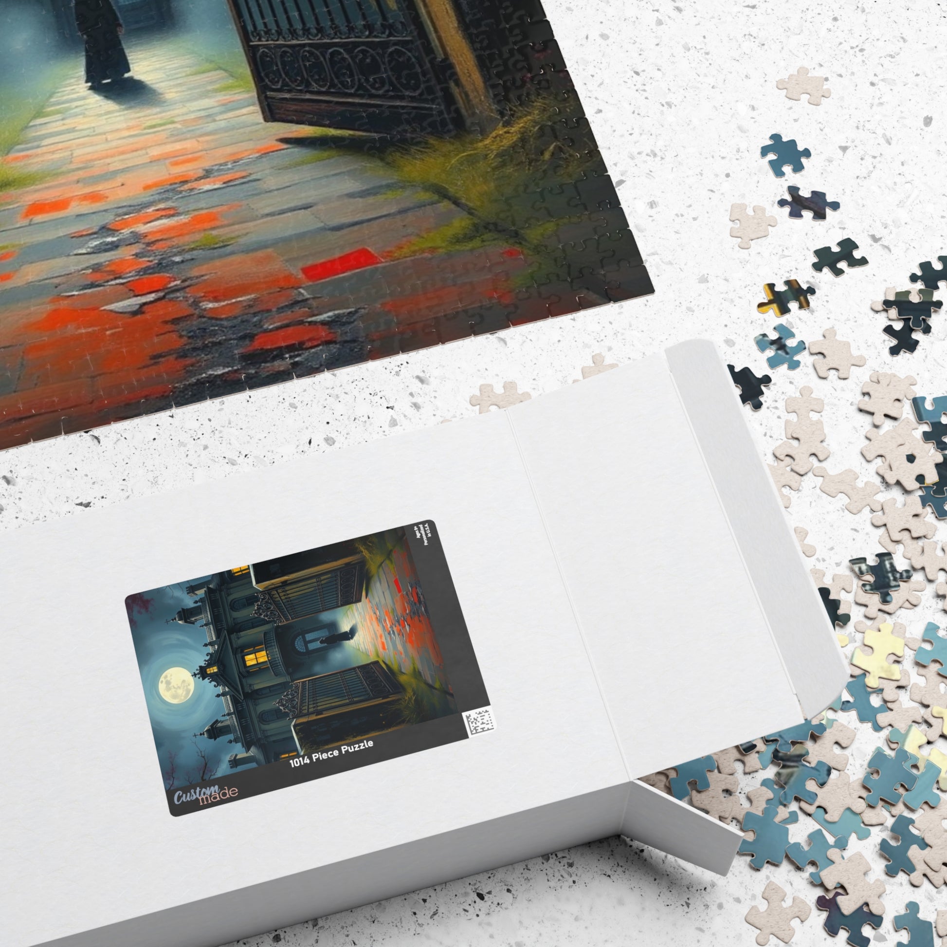 Gothic Mansion Puzzle, Decaying House Under Full Moon Jigsaw Game, Brain Teaser Relaxing Activity Family Fun, Halloween Home Decor, Giftable Puzzle The Puzzle Chest