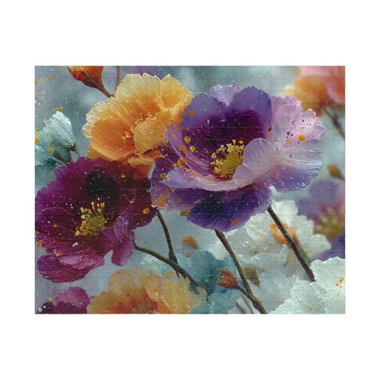 Ethereal Petals Jigsaw Puzzle - Vibrant Wildflowers in a Dreamlike Landscape