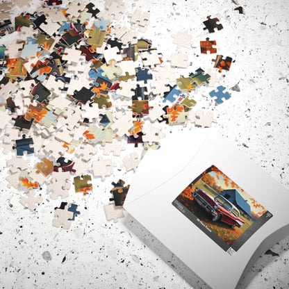 Autumn Vintage Car Puzzle, Nostalgic 1957 Chevy Bel Air Jigsaw Game, Gift for Friend Retro Car Enthusiast, Mindfulness Activity Brain Teaser Puzzle The Puzzle Chest