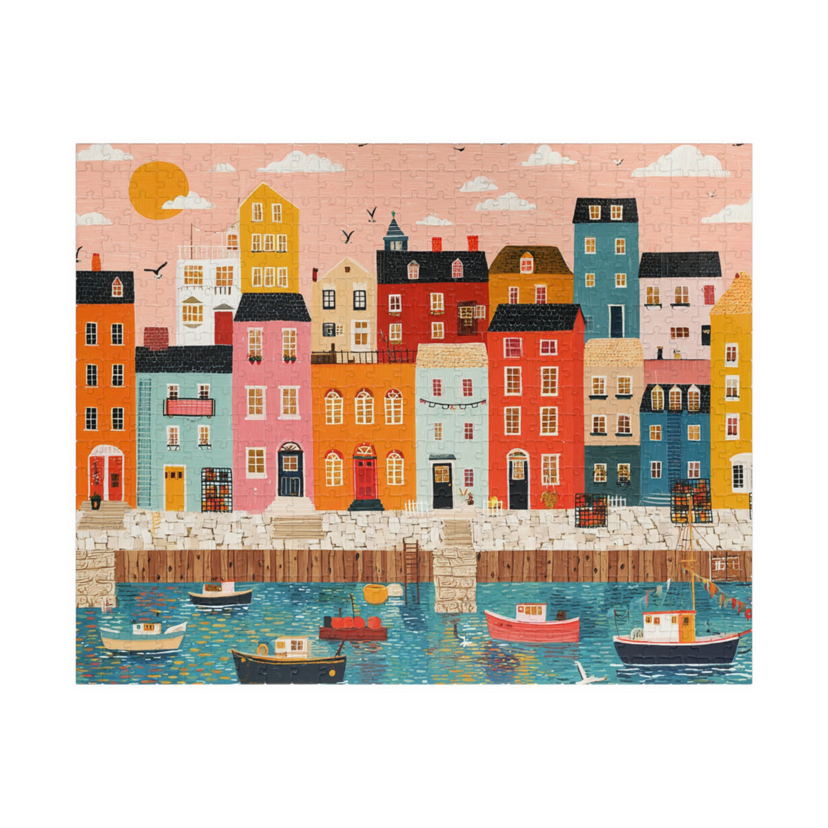 Colorful Harbor Town Puzzle | Coastal Village Jigsaw Puzzle The Puzzle Chest