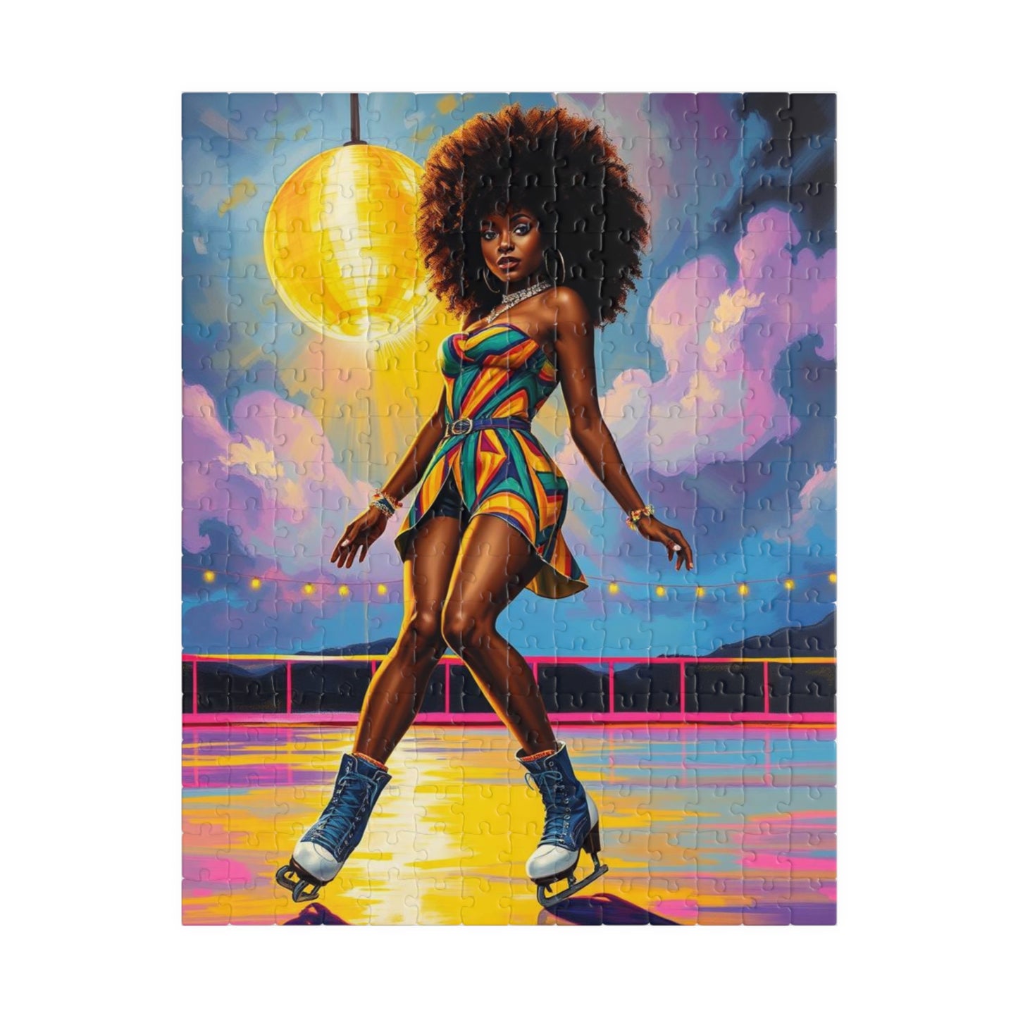 Retro Roller Skating Puzzle - Black Woman Jigsaw | Afrocentric Gift for Skating Enthusiast, Family Game Night, Nostalgic Home Entertainment 252 pcs (Vertical) Puzzle The Puzzle Chest