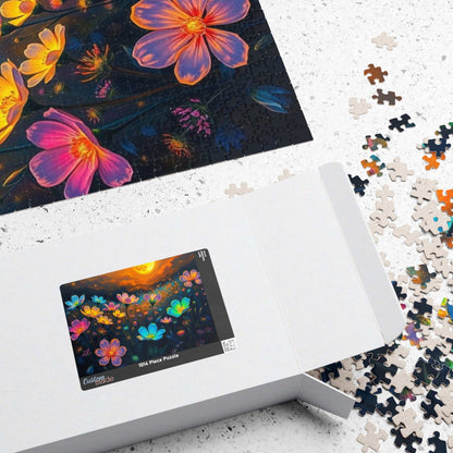 Flower Sunset Jigsaw Puzzle, Relaxing Night Sky Floral Artwork, Indoor Home Entertainment, Mindfulness Activity, Gift for Friends and Family Puzzle The Puzzle Chest