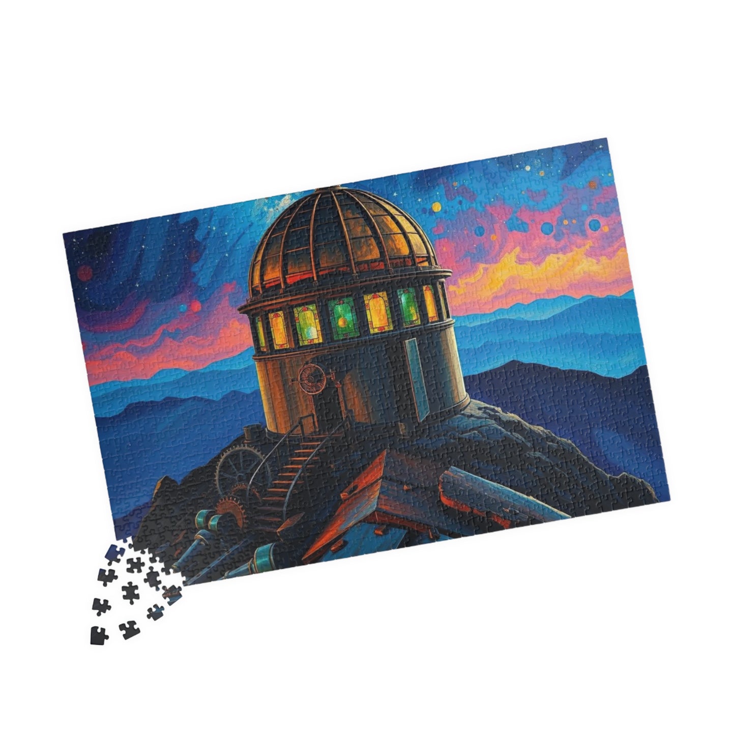 Alchemist Dome Jigsaw Puzzle - Mountaintop Observatory, Steampunk Puzzle Gift for Art Enthusiast Friend, Creative Hobby, Family or Solo Fun Puzzle The Puzzle Chest