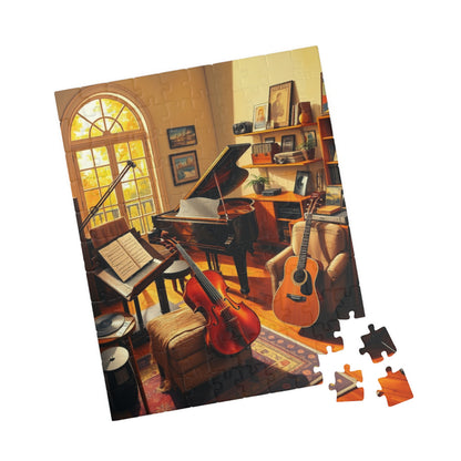 Music Room Puzzle, Grand Piano Violin Guitar and Record Player, Cozy Artistic Studio Musical Retreat Adult Jigsaw Game, Puzzle Lover Gift
