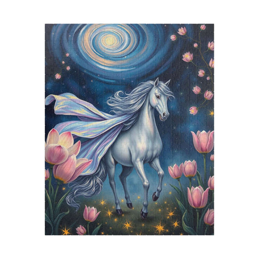 Galloping Horse Jigsaw Puzzle - Flower Field, Mare or Stallion Animal Lovers Gift for Equestrian, Horse Owner, Equine Lover Puzzle The Puzzle Chest