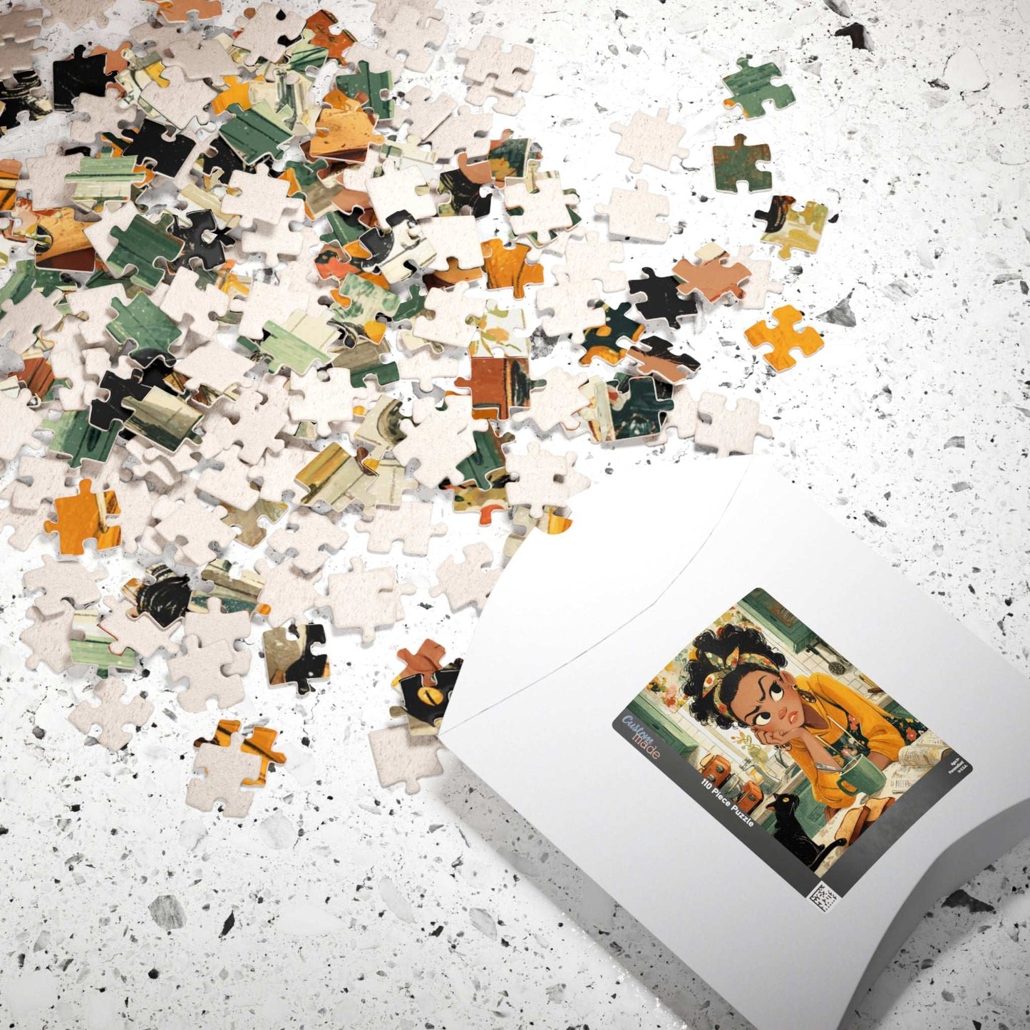 Funny Kitchen Cartoon Puzzle - Watercolor Scene of Girl Making Coffee, Character Game for Adults Puzzle The Puzzle Chest