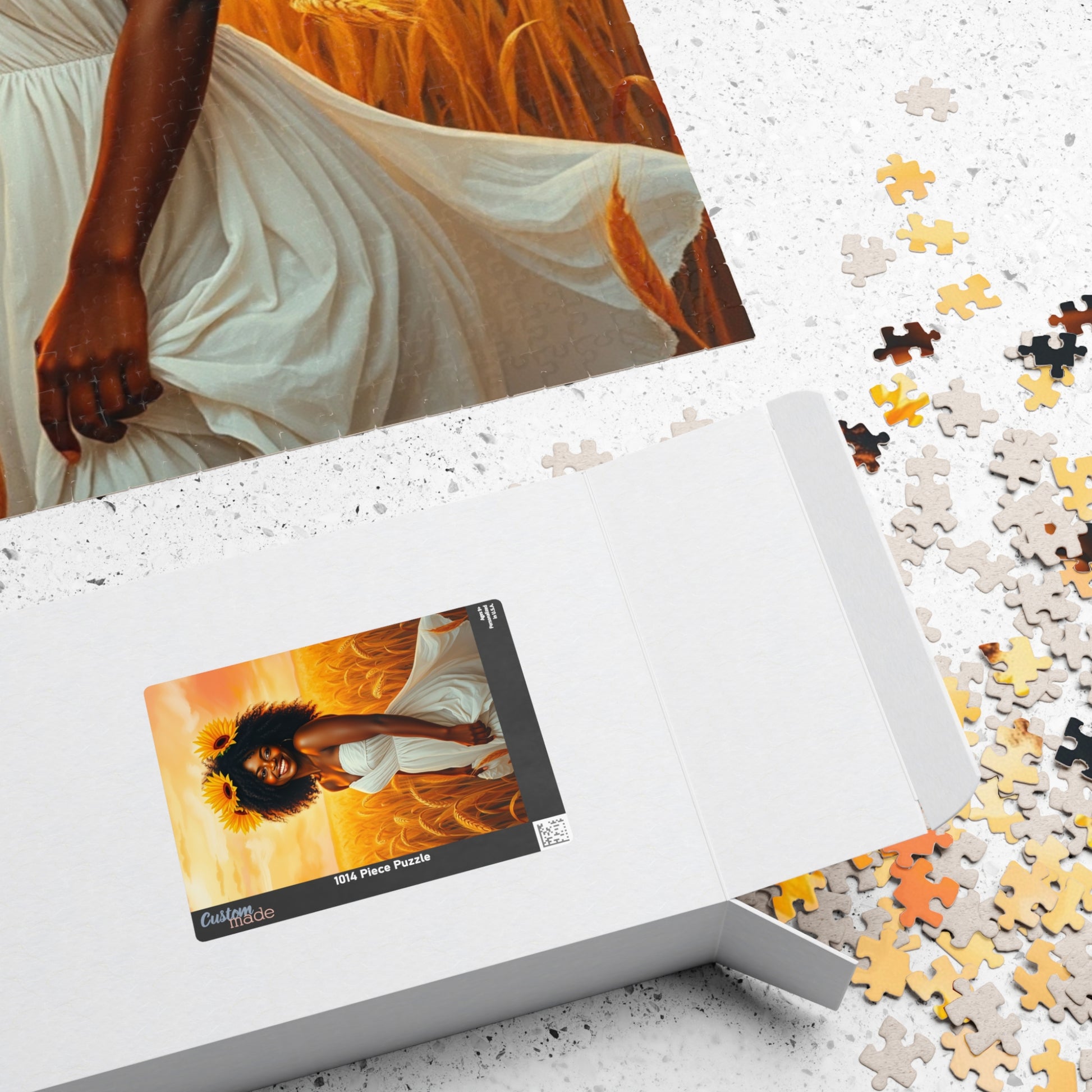 Serene Afrocentric Puzzle - Black Woman Wheat Field Jigsaw Puzzle The Puzzle Chest