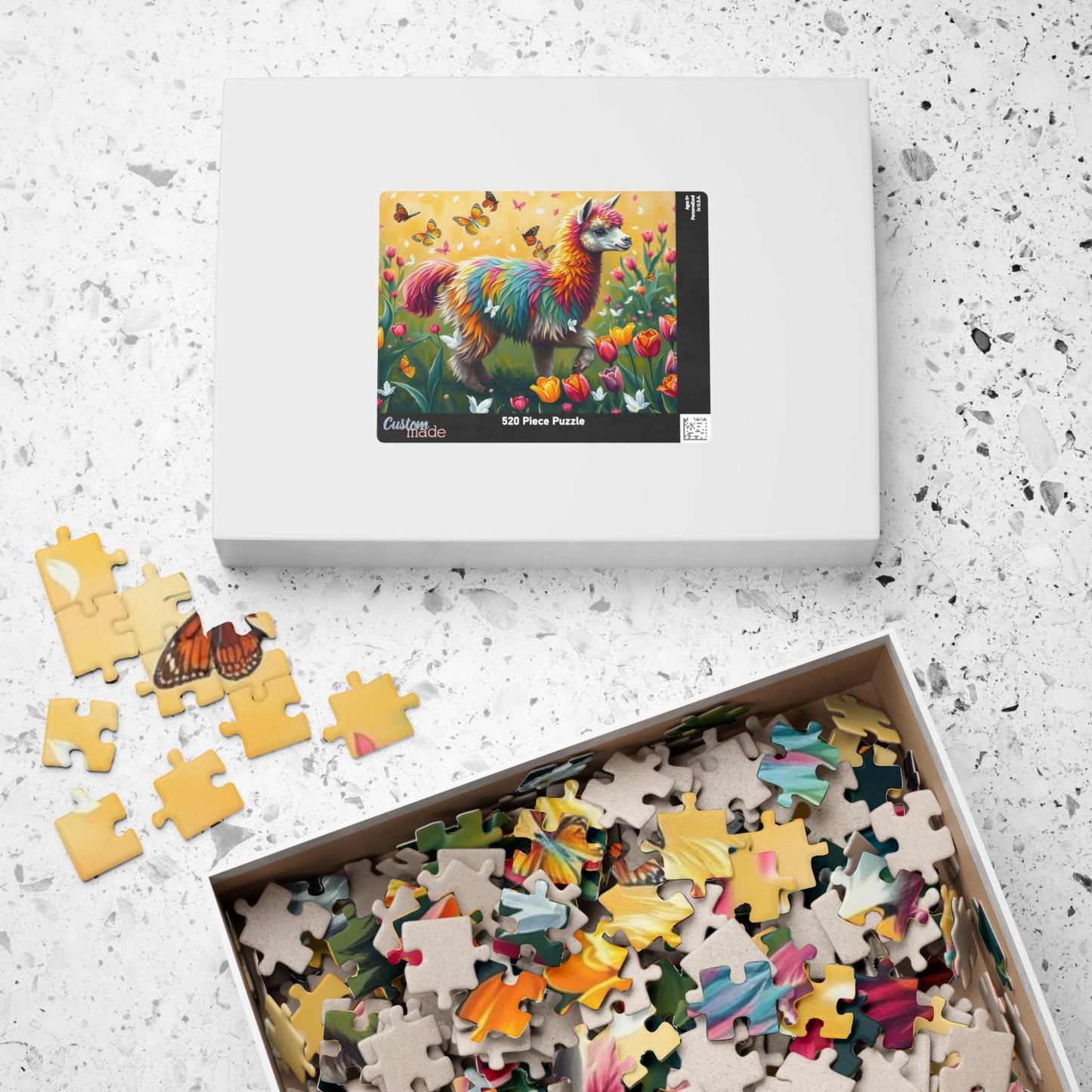 Rainbow Alpaca Puzzle | Colorful Llama Jigsaw Game, 120/252/500-Piece Floral Tulips Puzzle The Puzzle Chest