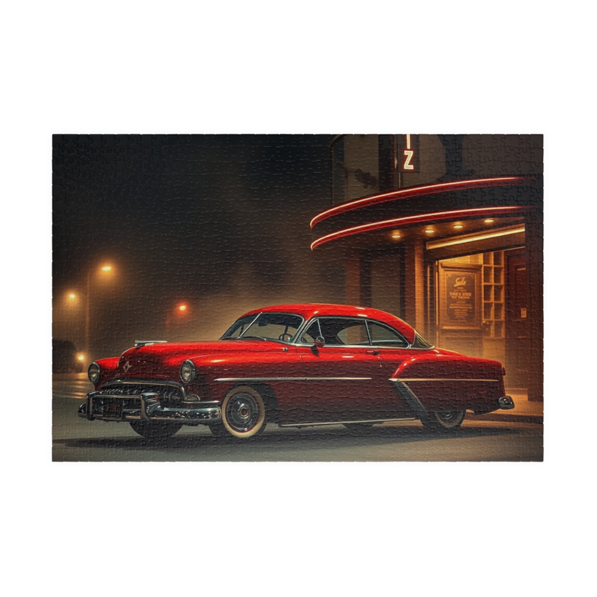 Vintage Car Puzzle, Classic Red 1949 Mercury Eight Coupe, Nostalgic Gift for Car Lovers, Family Game Night or Solo Fun, Mindfulness Activity 1014 pcs (Horizontal) Puzzle The Puzzle Chest