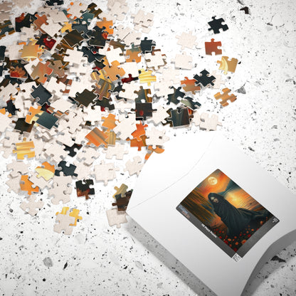Jigsaw Puzzle, Mythical Selkie Sitting on Lakeshore under Full Moon, Dark Fantasy, 110, 252, 520, 1014-piece, Stress Relief Activity, Home Puzzle The Puzzle Chest