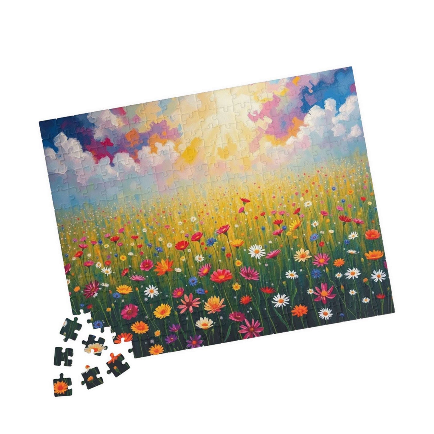 Colorful Flower Field Puzzle Beautiful Floral Jigsaw, Family Fun Home Entertainment Mindfulness Activity Gift for Nature Lover Brain Teaser Puzzle The Puzzle Chest