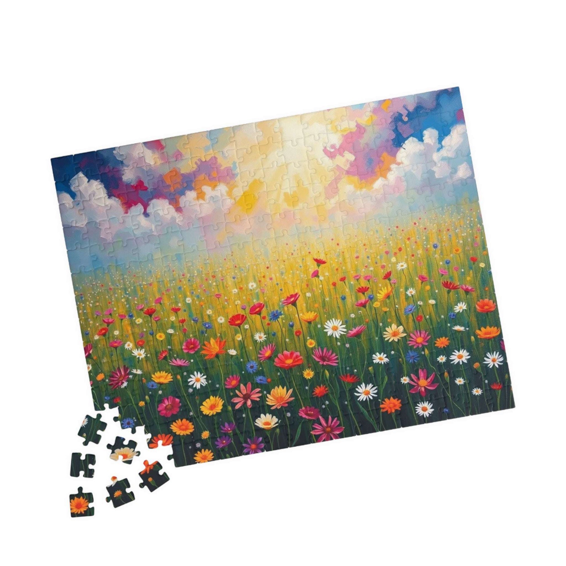 Colorful Flower Field Puzzle Beautiful Floral Jigsaw, Family Fun Home Entertainment Mindfulness Activity Gift for Nature Lover Brain Teaser Puzzle The Puzzle Chest