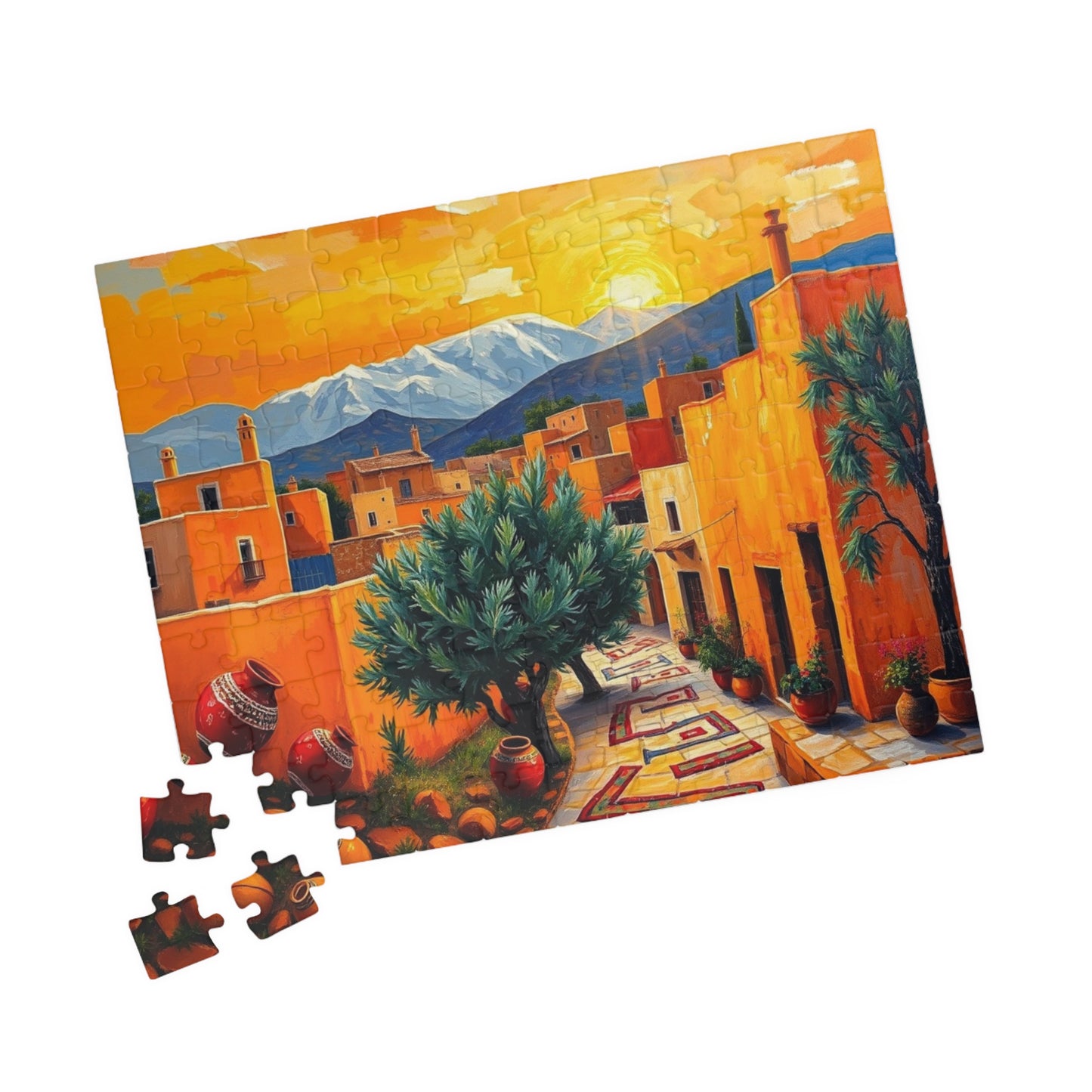 Moroccan Village Sunset Jigsaw Puzzle for Adults, Holiday Birthday Gift for Puzzle Lover, Family Fun, Mindfulness Activity, Art Puzzle The Puzzle Chest