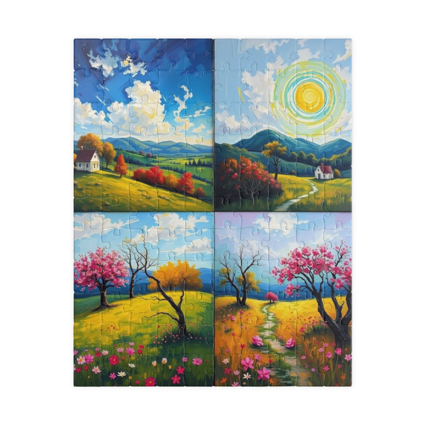Puzzle, Spring Landscape Collage Puzzle, 110 252 520 1014-Pieces, Four-Quadrant Nature Jigsaw Game for Adults, Giftable Educational Toy 110 pcs (Vertical) Puzzle The Puzzle Chest
