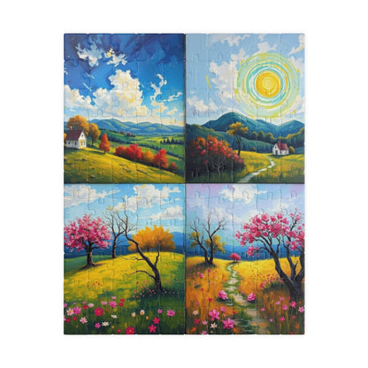 Puzzle, Spring Landscape Collage Puzzle, 110 252 520 1014-Pieces, Four-Quadrant Nature Jigsaw Game for Adults, Giftable Educational Toy 110 pcs (Vertical) Puzzle The Puzzle Chest