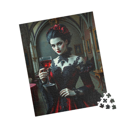 Gothic Vampire Countess Jigsaw Puzzle, Victorian Lady in a Candlelit Castle Ballroom, Dark Fantasy Haunted Mansion Theme, Horror Lover Gift Puzzle The Puzzle Chest