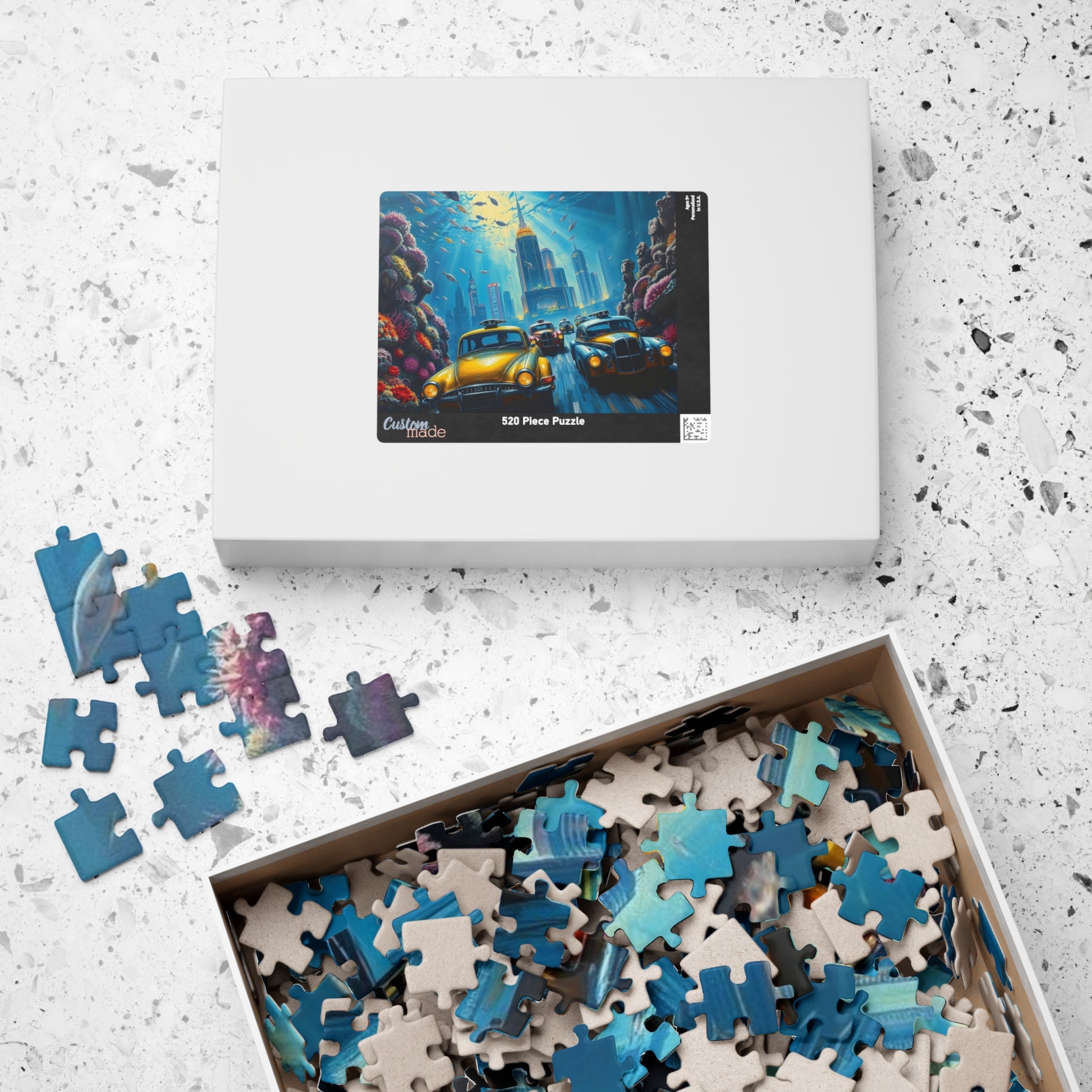 Vintage Car Puzzle - Underwater Cityscape Jigsaw Game, Urban Art Puzzle The Puzzle Chest
