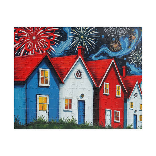 Fireworks Over America Jigsaw Puzzle, Festive Game with Colorful Fireworks for Family Game Night, Holiday Gift, Home Décor, Fun Activity