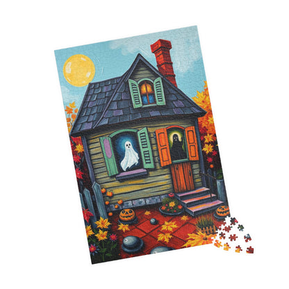 Ghostly Window Watchers Jigsaw Puzzle - Spooky Halloween House, Fun Activity Perfect for Family Game Night, Gift for Friends, Brain Teasers