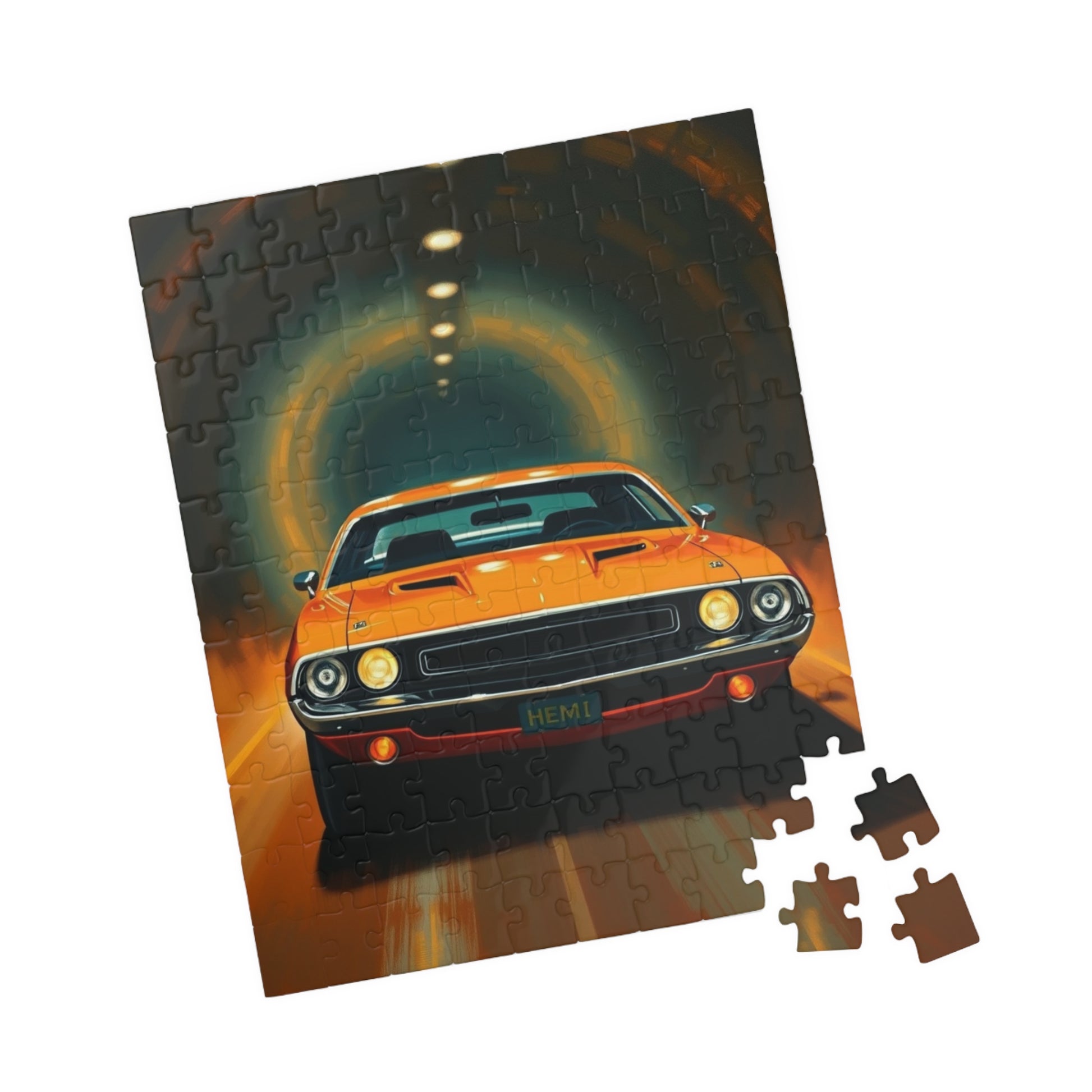 Classic Muscle Car Puzzle - Retro 1971 Challenger R/T, Vintage Car Lover 110 pcs (Vertical) Puzzle The Puzzle Chest