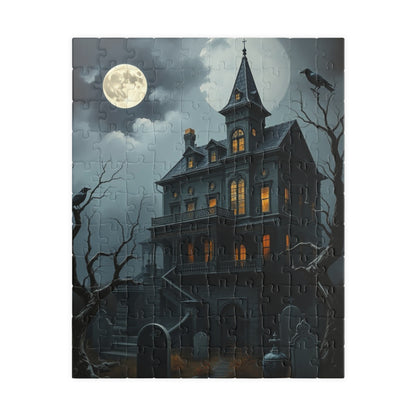 Haunted House Puzzle - 110-1014 Pieces Spooky Night Scene, Halloween Solo Fun Family Game Night, Gothic Art Lover and Puzzle Enthusiast Gift 110 pcs (Vertical) Puzzle The Puzzle Chest