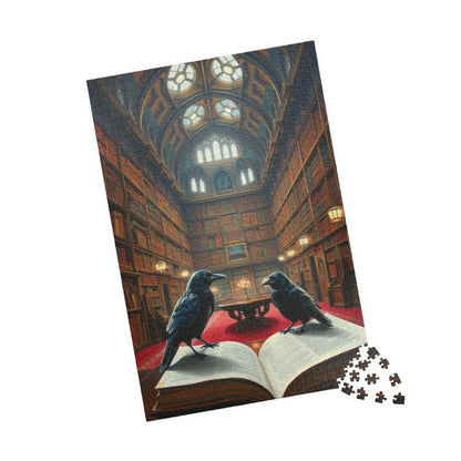 Mystical Library Ravens Puzzle, Book Lover Gift, 110-1014 Piece Jigsaw, Cozy Home Activity, Unique Challenge, Gothic Leisure Entertainment Puzzle The Puzzle Chest
