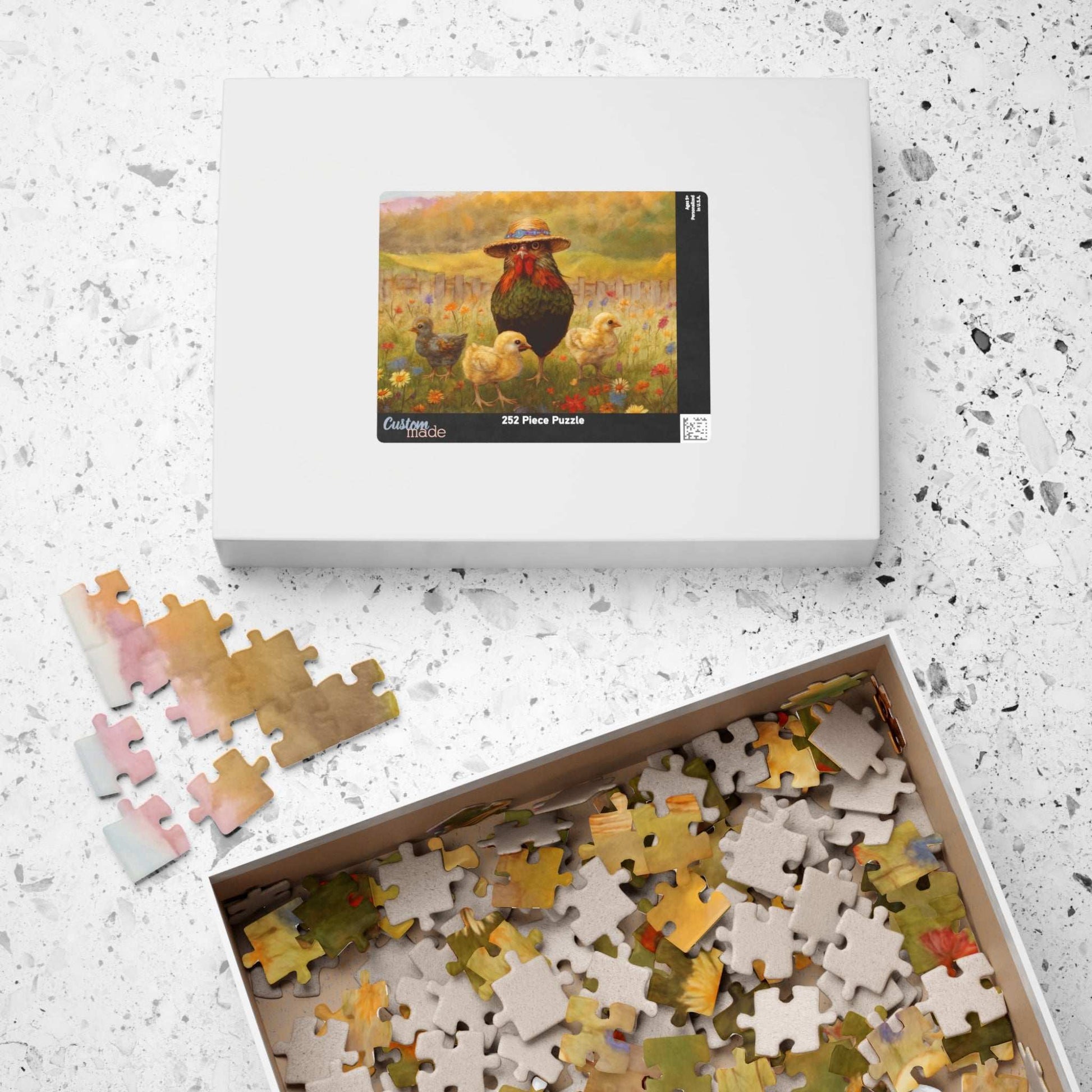 Chicken Stroll Jigsaw Puzzle - Chicks in Wildflower Field, Ideal for Family Fun Game, Indoor Activity, Holiday Birthday Gift, Bird Lovers Puzzle The Puzzle Chest