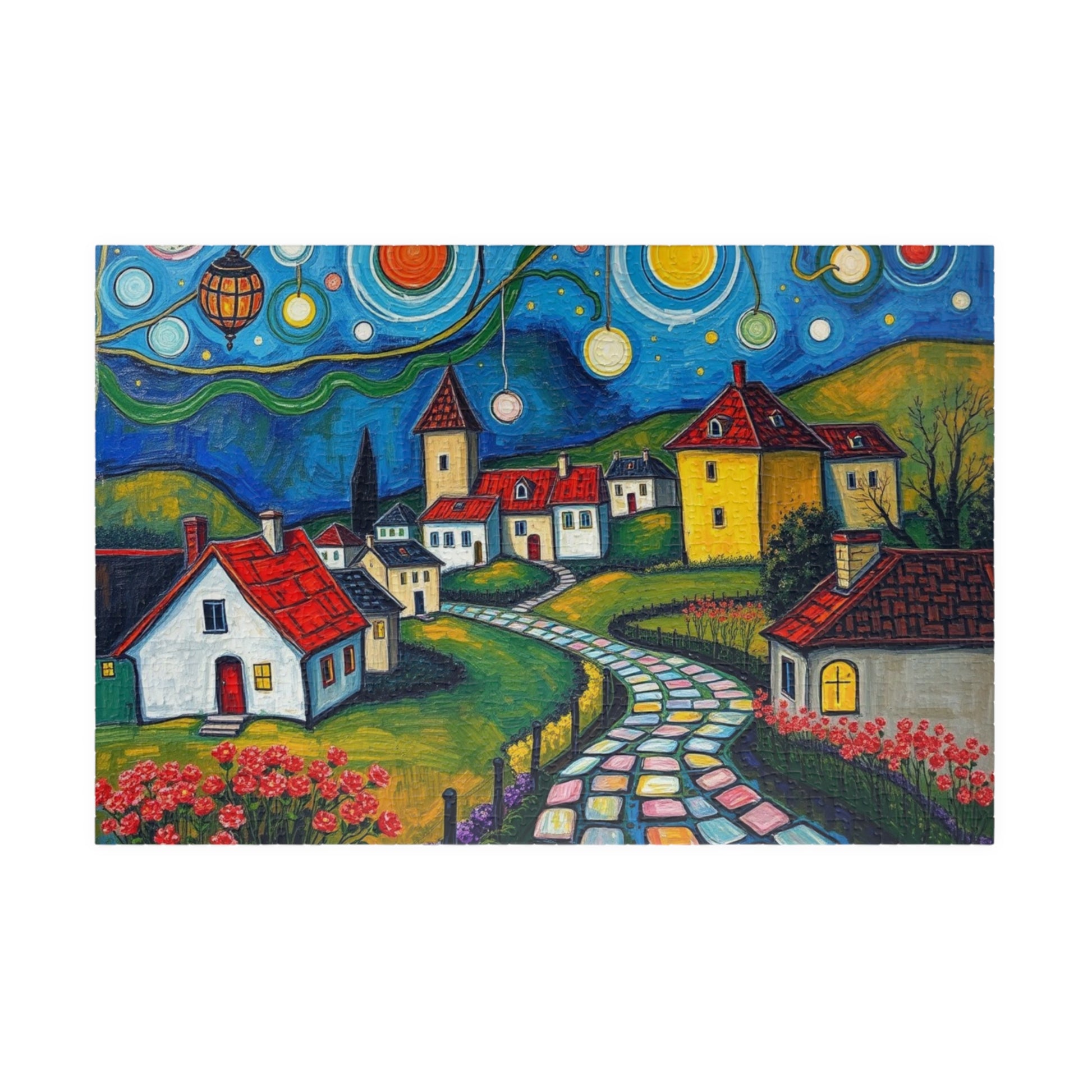 Whimsical Village Puzzle, 110, 252, 520, 1014-piece, Cozy Family Time Activity, Perfect Gift for Puzzle Lovers, Home Decor, Brain Teaser 1014 pcs (Horizontal) The Puzzle Chest