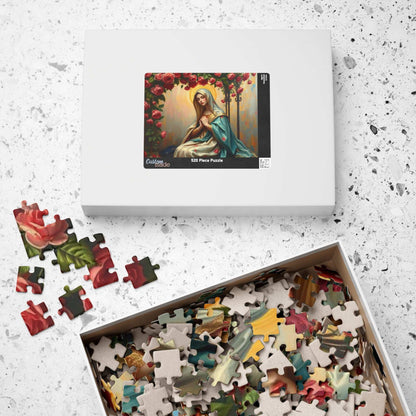 Floral Virgin Mary Jigsaw Puzzle - Inspirational Art Game for Family Activity, Birthday Holiday Gift Puzzle The Puzzle Chest