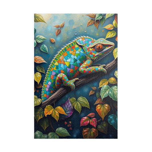 Jigsaw Puzzle, Mosaic Chameleon Camouflaged on Branch, Rich Leaves and Vines, Giftable Game for Adults, Fun Family Activity, Brain Teaser 1014 pcs (Vertical) Puzzle The Puzzle Chest