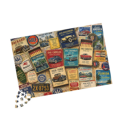 Vintage Car Matchbook Puzzle | Classic Automobile Memorabilia Jigsaw | Retro Road Trip Americana Motor Nostalgia 1014 pcs (Horizontal) Puzzle The Puzzle Chest