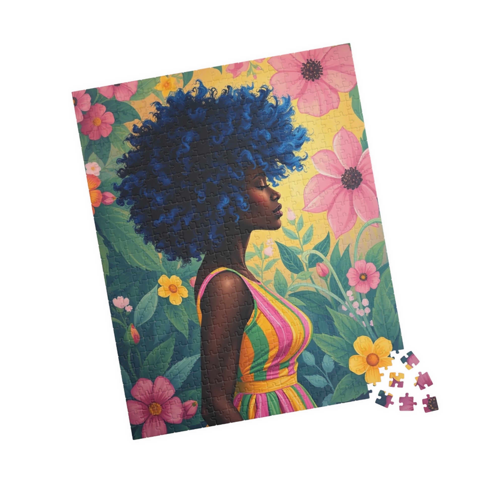 Colorful Floral Afrocentric Puzzle, African American Woman, Black Art-Inspired Game for Families, Gift for Puzzle Lover, Brain Teaser Puzzle The Puzzle Chest