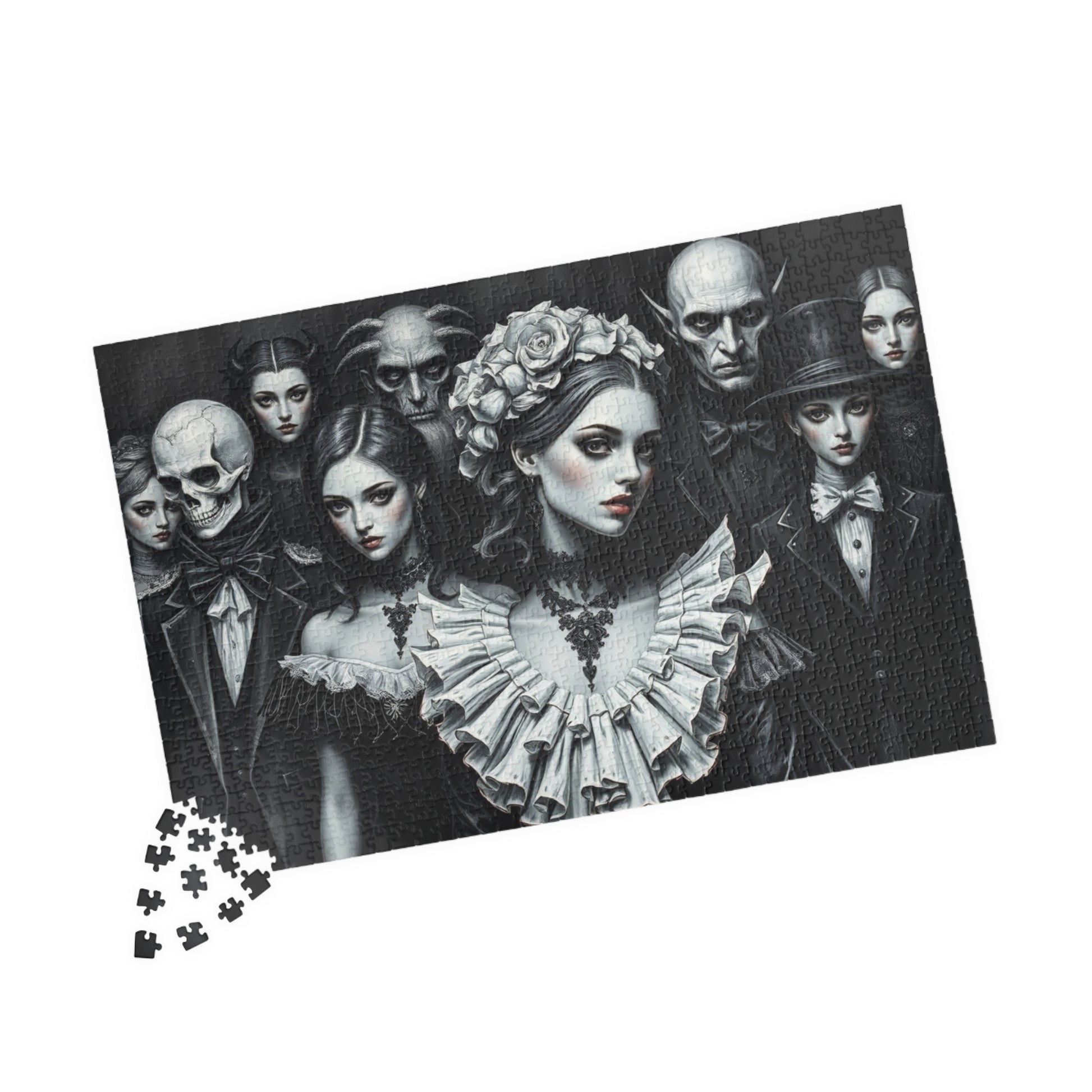 Elegant Gothic Art Puzzle - Enchanting 110/252/520/1014-piece Mystical Collectible, Halloween Gift for Art Lovers, Mindfulness Activity The Puzzle Chest