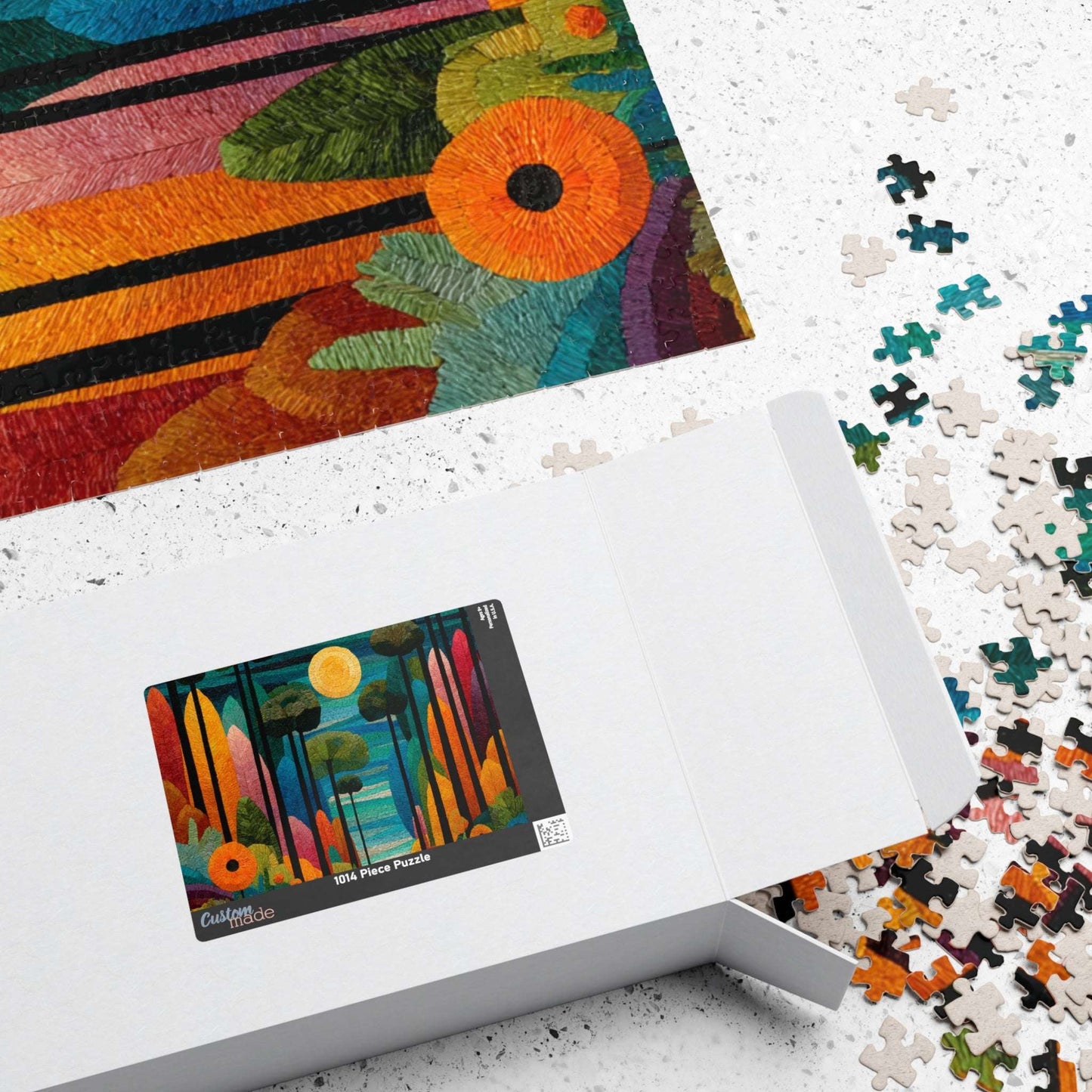 Mosaic Abstract Floral Landscape Jigsaw Puzzle, Nature Theme Holiday Birthday Gift for Friend, Family Activity, Art Decor, Mindfulness Fun Puzzle The Puzzle Chest
