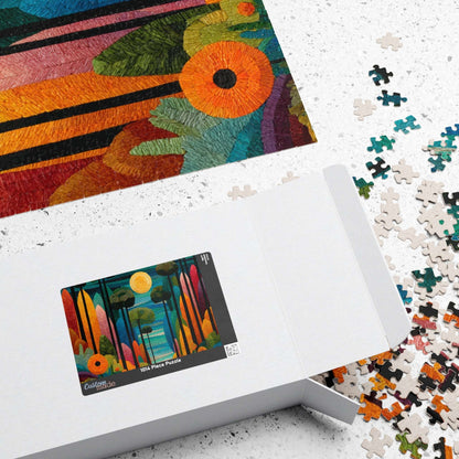 Mosaic Abstract Floral Landscape Jigsaw Puzzle, Nature Theme Holiday Birthday Gift for Friend, Family Activity, Art Decor, Mindfulness Fun Puzzle The Puzzle Chest